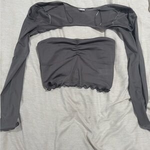 Garage Dark Gray Crop Top